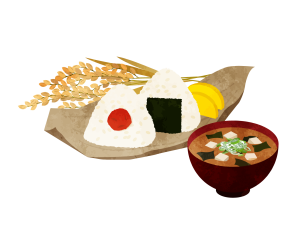 おにぎり　味噌汁　イラスト
